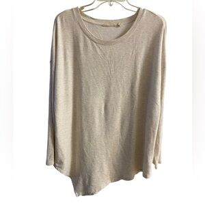 Soft surroundings tunic top heather cream asymmetrical hem oversized Medium